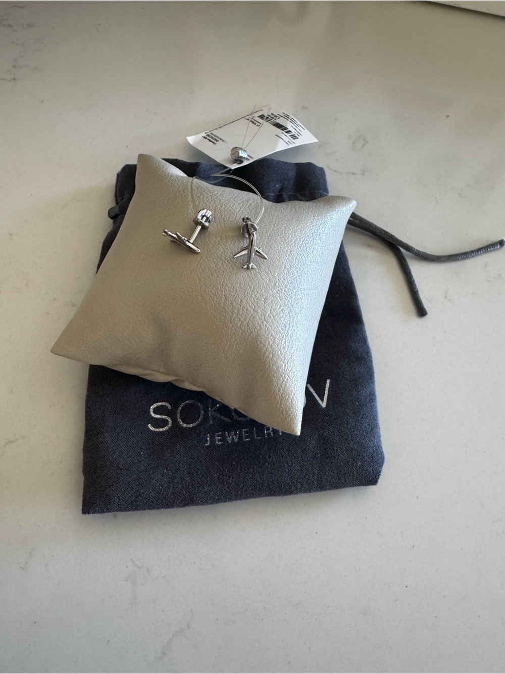 SOKOLOV Silver Jewelry Pouch with Branded Tag - Black and Silver